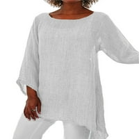 Keeccty ženska pamučna posteljina bluza tanka ljetna radna odjeća meke košulje nepravilnih vrhova