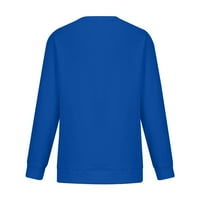 Tkinga modna dukserica za žene dugih rukava O-izrez Božićni tiho za tisak Pulover Tuničke majice plava