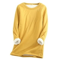 SKSLOEG ženske šerpe obložene duksere runo pulover Basic Tops Topla Creer dukserica, žuta ženka