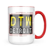 Neonblond DTW Zračna luka za Detroit krig poklon za ljubitelje čaja za kavu