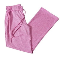 Žene Ležerni džep pamučni posteljina elastična struka široke veličine hlače za noge velike veličine