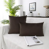 Punjeno poliesterskim vlaknima od 2, baršunaste ukrasne jastuke za bacanje jastuka, skriveni patent zatvarač - za kauč za spavaću sobu - čokoladu)