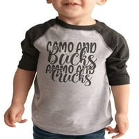 Ate Odjeća za dječje lovačke majice - Camo, Bucks & Trucks Siva majica Mladi XL