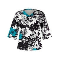 Charella ženska jesenska bluza vrhova dukserica modna V-izrez Troje četvrtina rukava majica siva, xxxl