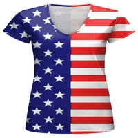 Haite Dame Ljeto vrhovi Američka zastava Štampaj majica Kratki rukav Pulover na plaži Vruća za bluzu