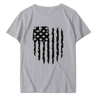PXIAKGY WOGE majica O-izrez Dan neovisnosti Stilni top košulje Grey + XXL