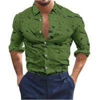 Elaililye Modne muške polo majice Henley tiskana majica s dugim rukavima plaža casual majica bluza