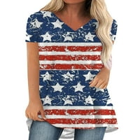 Paille žene TEE V izrez majica kratki rukav majica Patriotski praznični ljetni vrhovi Slika XL