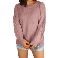 PIMFILM WOMENS pulover Dukseri ženske zbojene pulover džemperi dugih rukava trendi ružičasta s