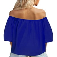 Paille žene elastična manžetna obična tunika bluza modna praznična pulover Puno boje radne ljetne vrhove majica plava 2xl