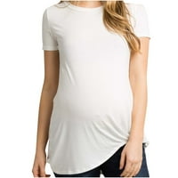 Majica za majčinstvo za žene s kratkim rukavima pune boje nepravilnog hem Classic Tee gornja trudnoća
