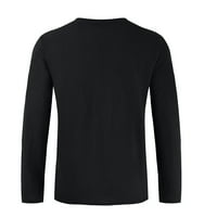 Odeerbi muške pamučne majice od pune V izrez Sportske vrhove casual dugih rukava s rukavima crna