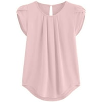 Ženski ljetni vrhovi bluza Čvrsti kratki rukav casual ženska majica posada vrata ružičasta 3xl