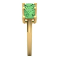 2. CT sjajna princeza simulirana Green Diamond 14K žuti zlatni vječni bend sz 8.25