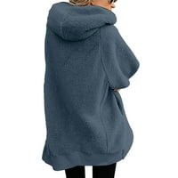 Zimske kapute jakne za žene čišćenje Žene Čvrsti prevelizirani zatvarač prema kaputu sa kapuljačom kapuljača sa kapuljačom sa džepnim bljeskalicama
