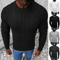 Muškarci topli pulover casual tanki čvrsti pleteni okrugli džemperi dugih rukava