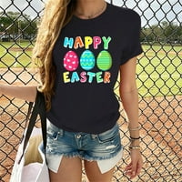 JAESHCHAT Uskršnje majice za žene zečice zečje jaje Ispis Uskršnja jaja sretni uskrsni ispis Men i žene