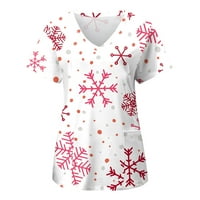 Sretne božićne košulje za žene božićni uzorak T majica casual grafički kratki rukav kratki čahur