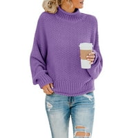 Ženska zimska topala modna čvrsta boja gusta pleteni dugi rukavi dugi rukav džemper