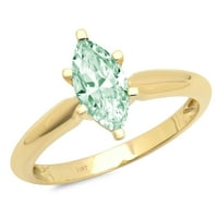 1ct sjajan markizni rez VVS originalni sukob besplatan zeleni simulirani dijamant pravi čvrst 14k žuti zlatni dizajner svadbeni godišnjica Angažovanost vjenčanog pasijansa veličine 6,5