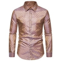 Wyongtao Muška majica Casual Vintage Dupke dolje s dugim rukavima Ovratnik za oblikovanje na vrhu Bluze,