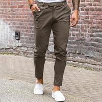 Yskkt muške tanke fit hlače struine strugove gumba Skinny Hlače udobne casual čvrste pantalone sa džepovima