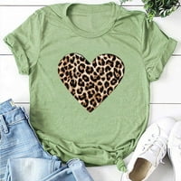 Penkaiy ženska modna tiskana okrugla vrata kratkih rukava majica bluza labava vrhova majki dnevni pokloni s metvom zelenom na prodaju