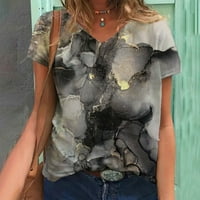 Ženska uređena bluza za ispis Kratki rukav V izrez Redovna fit majica Ljetni vrhovi Mekani prozračni