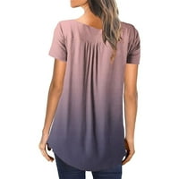Žene Ljetne bluze Ženska V-izrez kratki rukav dolje Tunic Top Modne povremene gradijentne majice Tee