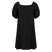 Ženska kratka rukava Mini modni mini masivni kvadratni dekolte, ljetna haljina crna 5xl