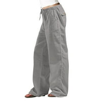 Safuny ženske ravne jogger hlače Ljetni jesen elastični struk retro opuštene trendi pantalone nacrtaju