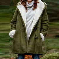 Zunfeo zimska jakna za žene - čvrste turtleneck pune zip dugih rukava FAU krzno labav modernog kapuljača