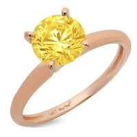 1.0ct okrugli rez žuta simulirana dijamanta 14k ruža zlatna godišnjica za angažman prsten veličine 4,75