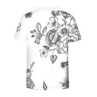 APEPAL ženske kratke majice za latinu rupu V izrez čipka majica Majica Labavi fit vrhovi siva 3xl