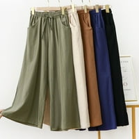 Ženske hlače Ležerne prilike Letnji džep široke noge elastične struine labave pantalone za žene