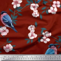 Soimoi crvena pamučna kambrična tkaninska tkanina breskva cvjetna i američka robinska ptica od tiskane