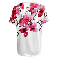 Ženska ležerna tunika TOP majica okrugli vrat Top tiskani gradijent cvjetna košulja s kratkim rukavima