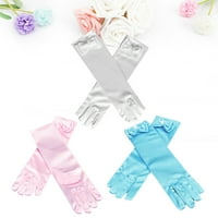 Set parova Djevojke saten prerušiti rukavice Vjenčanje rukavice za zabavu za djecu (bijela + ružičasta + svijetloplava)