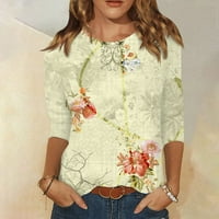 Ženske vrhove Dužine rukava Crewneck Cute majice Ležerne prilike Trendy Bluuses Tri guarter Dužina majica