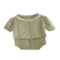 Ljetna odjeća za bebe izdubljena izdubljena pletena majica za patchwork s elastičnom strukom i kratkim