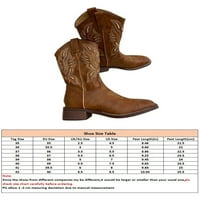 LUMENTO DAMIES Western Cowgirl Boots Mid-Calf Wide Calf Boot vezene casual hodanje bez klizanja Chunky