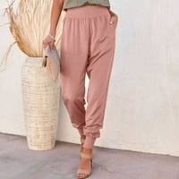 Duks za žene donje vučne elastične strugove hlače joggers Lounge pantalone s džepovima Pink XXXL