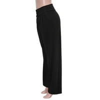 Cleariance ženska casual moda čvrsta boja minimalističke široke pantalone za noge casual pantalone crni xxl
