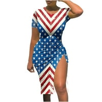 Ženska seksi ljetna USA zastava Skraćena suknja Kratki rukav Neovisnost za neovisnost neovisnosti za