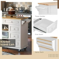 Kuhinjska kolica s gumenim drvenim desktop kotrljanjem mobilne kuhinje otok sa skladištem i crta dužine