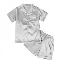Feiona-Sleep odjeća set dojenčad svilena pidžama Dječja satena pajamas Dugme s kratkim rukavima Padžama