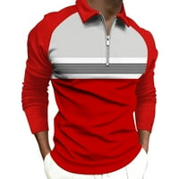 Kpoplk Muške polomice Polo majice na dugim rukavima Zip 3D pulover Duks vježbanje Golf Košulja Tenis Pješačenje crveno, 3xl