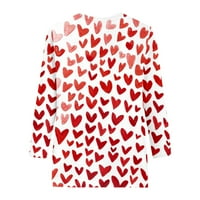 Ženska modna casual Three Quarter rukava za valentinovo, pulover sa okruglim vratom, crvena, crvena