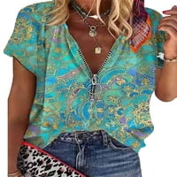 Ženska majica kratkih rukava majica sa zipper majicom Loungewebru tunična bluza Labavi ljetni vrhovi