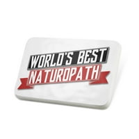 Porcelein Pin Worlds Best Naturopath Revel značka - Neonblond